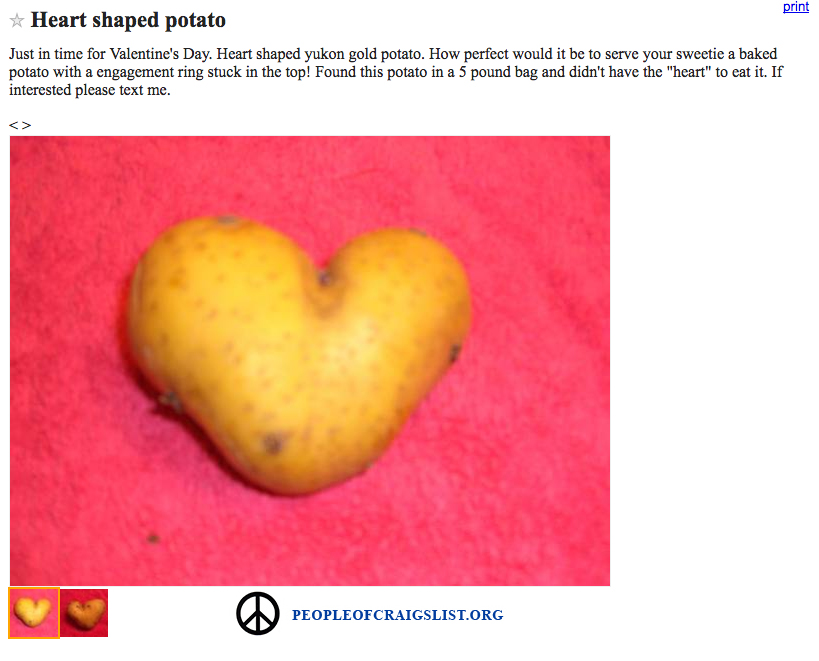 craigslist heart shaped potato