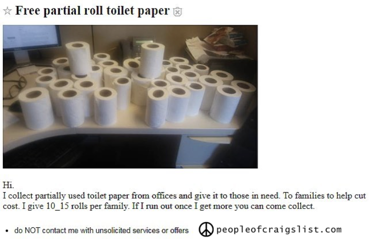 free partial roll toilet paper