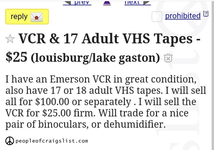 Craigslist VCR